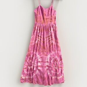 YFB Young Fabulous & Broke Tie Dye Maxi Dress M Linen Blend Smocked Back